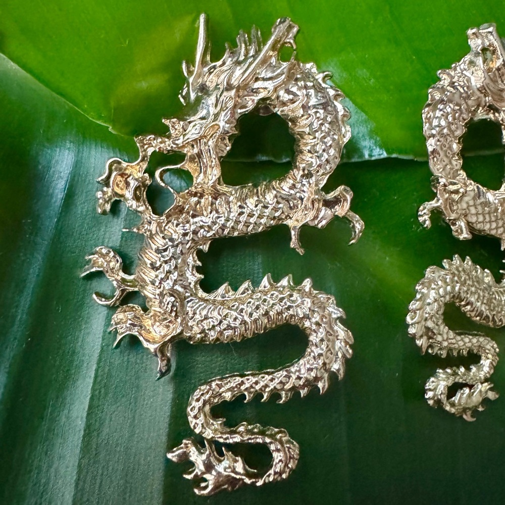 Gold Filled Dragon Statement Earrings - image 2